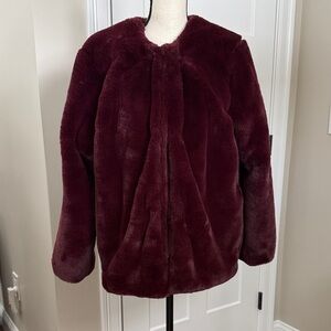 Liz Claiborne Burgundy Teddy Jacket